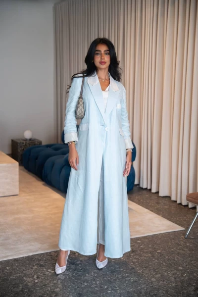 Sky blue blazer made of natural linen C:IB330