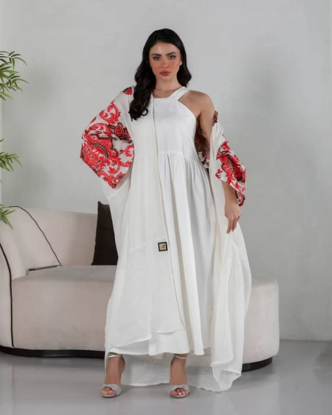 Lenin Abaya in white color embroidered IB143 white