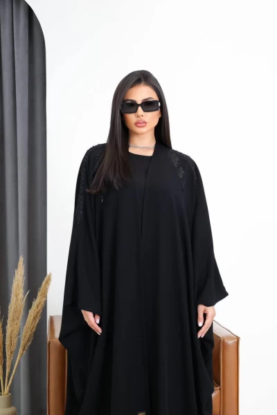 Black silk crepe abaya  IB159 Black