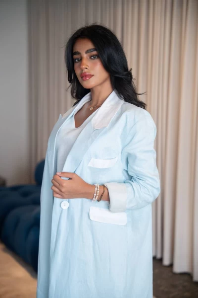 Sky blue blazer made of natural linen C:IB330