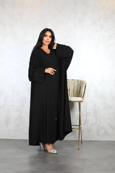 Abaya Black Crepe Free Size IB178 Black